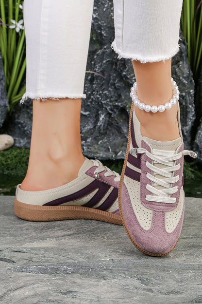 Pink Eyelet PU Leather Patchwork Color Pop Sneakers