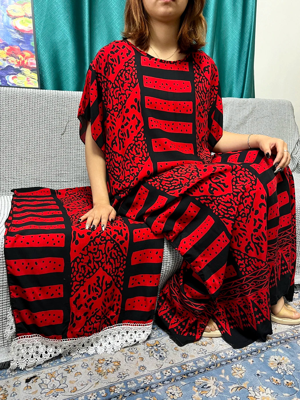 Muslim Abayas For Women 2024 Printed Cotton Short Sleeve Loose Fit Femme Robe Moroccan Caftan Nigeria Drsses With 80x160cm Sarf