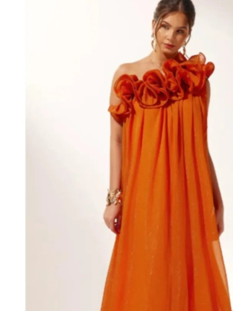 Summer Cover Ups Women Swimsuit One Shoulder Robes Bathing Suit 2025 New Solid Color Beach Holiday Maxi Dresses Cover-Up