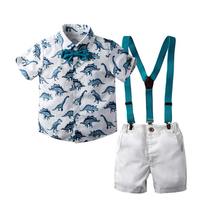 Baby Boy Clothes Set Summer Gentleman Vetement Enfant Garcon Party Birthday Infant Shirts+Belt Pants Toddler Suit For Boys