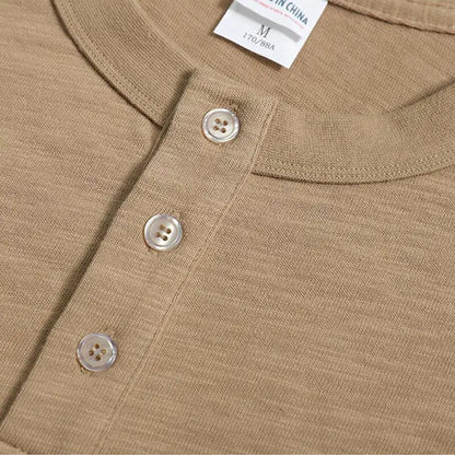 Japanese Retro Washed Amikaji Heavyweight 320g 100% Cotton Loose Solid Color Round Neck Men's Long Sleeved T-shirt