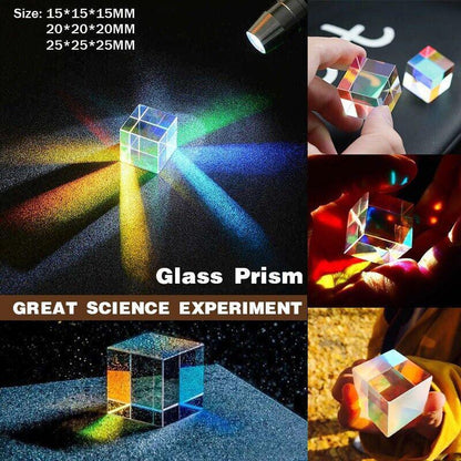 Glass Prism Cube 15 20 25mm RGB Dispersion Science Experiment or Storage Bag