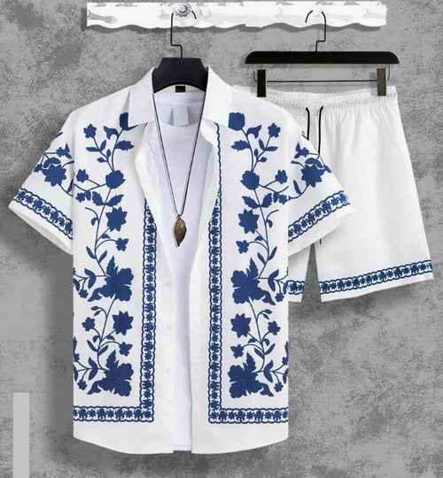 Hawaiian resort wear men beach shorts set