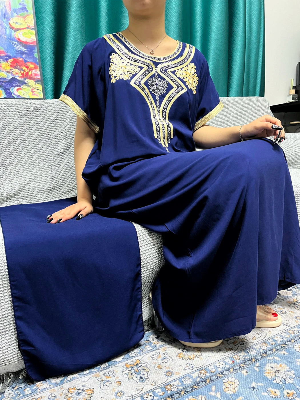 Abayas For Women 2024 Dubai New Pure Cotton Appliques Summer Loose Femme Robe Muslim Afreican Islam Dresses With Turban Hijabs