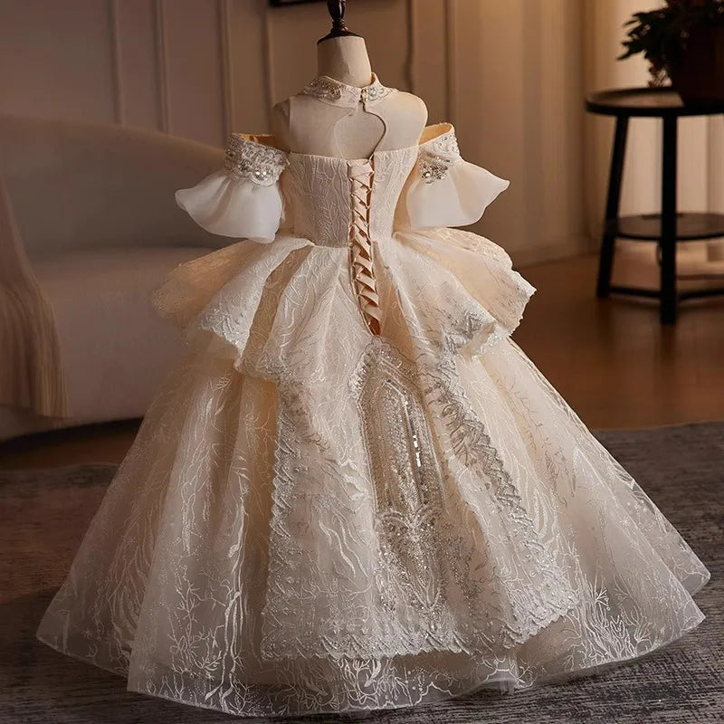 Noble Luxury Girl Children's Dress Boutique Teenager Girls Princess Dresses Birthday Party Kids Sequin Prom Maxi Vestidos