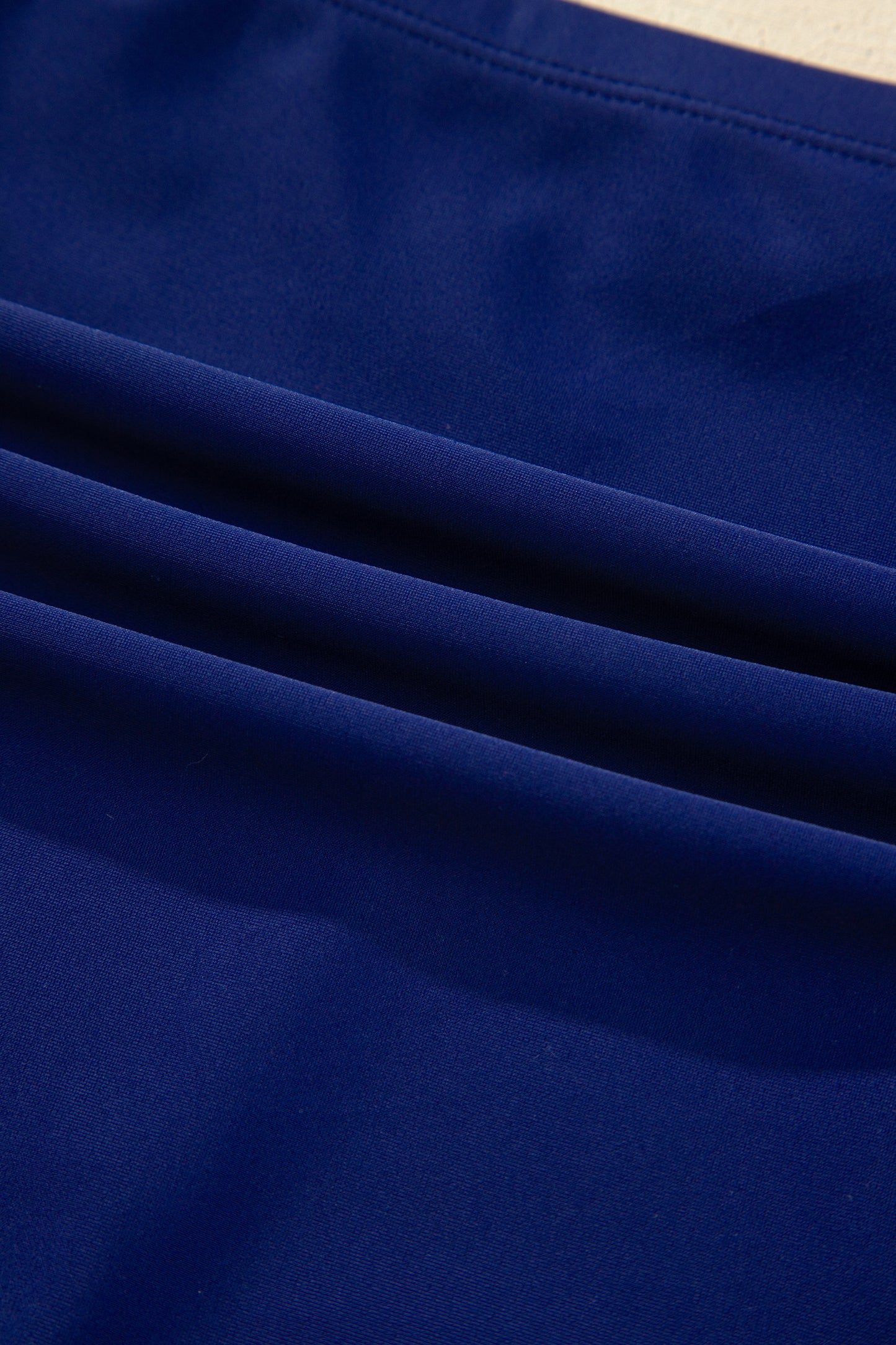 Navy Blue Shell Stitched Trim V Neck Textured Mix and Match High Waist Bikinis