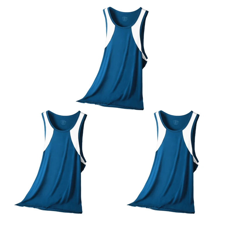 3PCSA comfortable and breathable vest man, a halter top, hurdling, short-sleeved young man, sports running, sleeveless T-shirt,