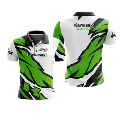 Summer New Casual Men's Top 2025 Kawasaki Motorcycle Sports Fashion Polo Top High Quality Elegant Top