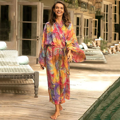 Para Praia Bat Shirt Bikini Cover Ups Beachwear Kimono Beach Robe Maxi Long Dress Sarong Women Loose Cardigan Swimsuit Covers