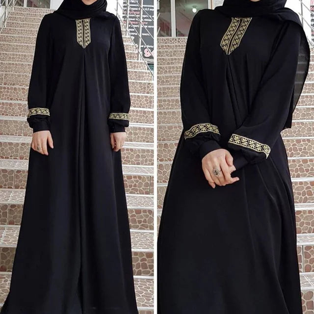 Muslim Ethnic Style Print Abayas Plus Size Dubai Dresses For Women 4xl 5xl Long Sleeve Loose Casual Robe Fashion Ramadan Dress