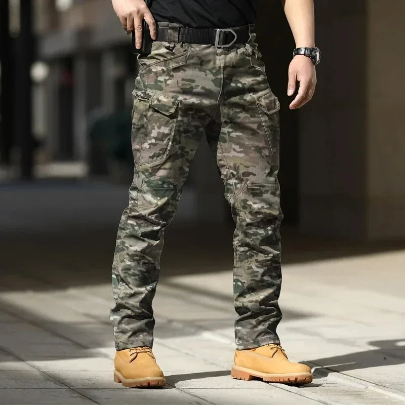 New Jogging Long Pants Large Pocket Loose Overalls Men's Outdoor Sports Jogging Tactical Pants Elastic Waist Casual Work Pants