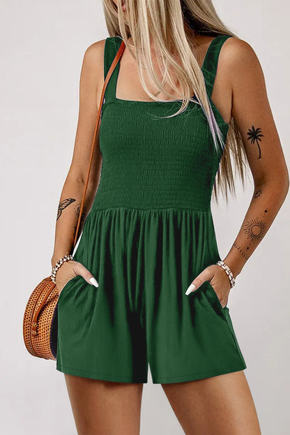 Phalaenopsis Casual Pocketed Smocked Sleeveless Romper