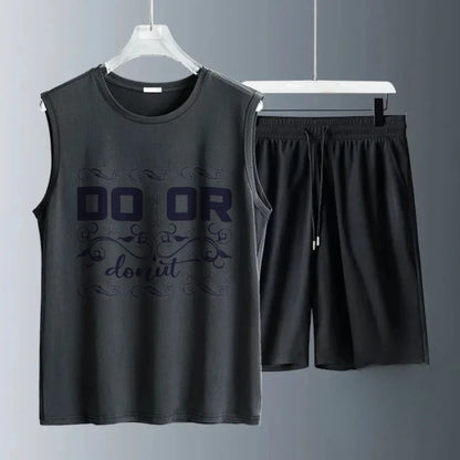Men's vest suit Summer sleeveless printed Do Or Donut tank  Tops + shorts  Tracksuit winter clothes man Quick drying tracksuit