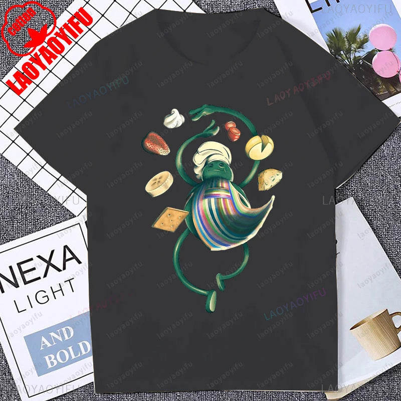 Cute Funny Tiny Chef Meme Graphic Printed Women T-Shirt Casual Fashion Loose Harajuku Man Streetwear Breathe Comfort Tshirt