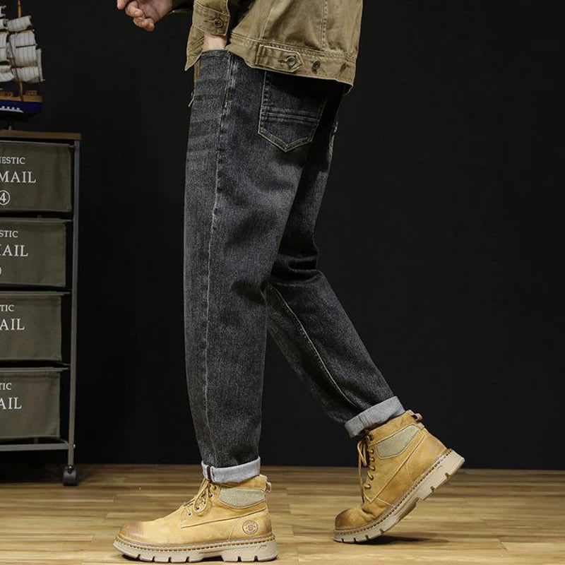 Fat and plus size jeans for men with ripped holes, washed loose casual shorts, plus size jeans for men, classic black and blue