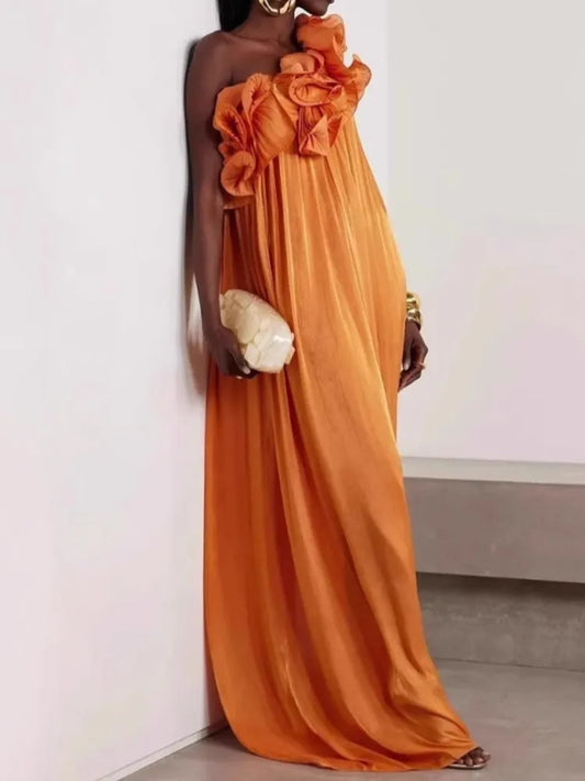 Summer Cover Ups Women Swimsuit One Shoulder Robes Bathing Suit 2025 New Solid Color Beach Holiday Maxi Dresses Cover-Up