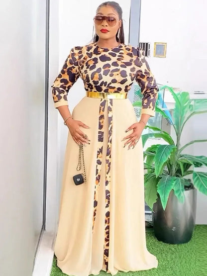 L-3XL Plus Size Clothes Dresses Women Robes Summer Spring 3/4 Sleeve Street Style Casual 3XL Big Size Long Maxi Dress Oversize