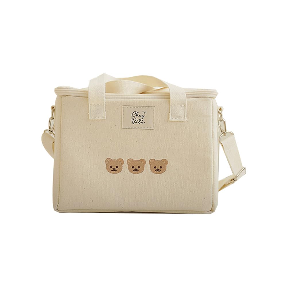 Sac à Déjeuner Kawaii RICHTRUE pour Filles, Boîte à Déjeuner Isolante Mignonne pour Femmes, Boîte à Déjeuner Isolée pour Enfants (Beige)