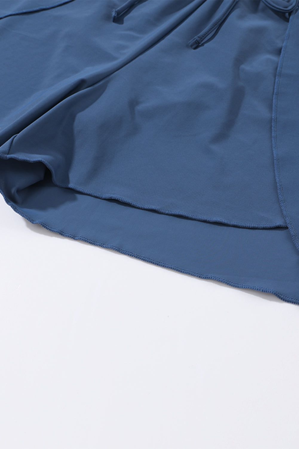 Blue Solid Color 2-in-1 Drawstring Elastic Waist Swim Shorts