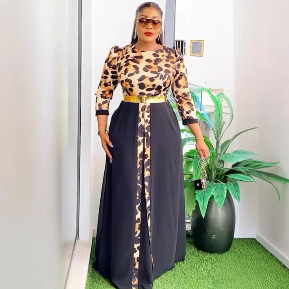 L-3XL Plus Size Clothes Dresses Women Robes Summer Spring 3/4 Sleeve Street Style Casual 3XL Big Size Long Maxi Dress Oversize