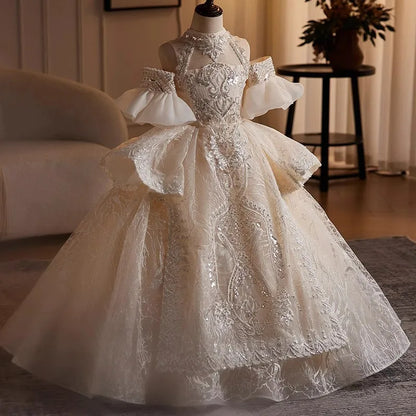 Noble Luxury Girl Children's Dress Boutique Teenager Girls Princess Dresses Birthday Party Kids Sequin Prom Maxi Vestidos