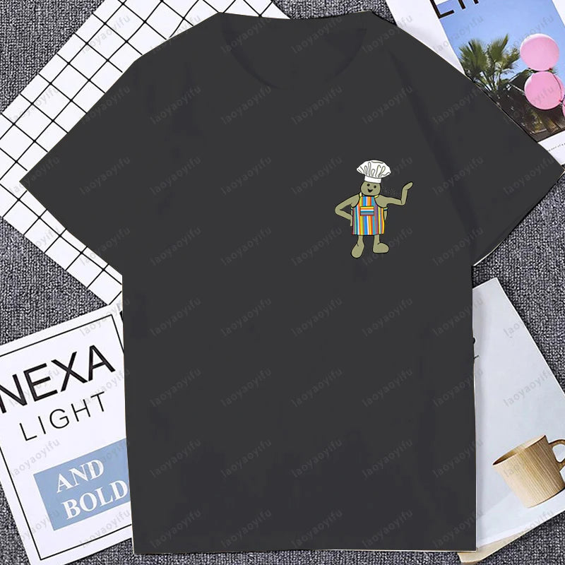 Cute Funny Tiny Chef Meme Graphic Printed Women T-Shirt Casual Fashion Loose Harajuku Man Streetwear Breathe Comfort Tshirt