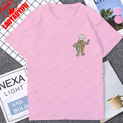 Cute Funny Tiny Chef Meme Graphic Printed Women T-Shirt Casual Fashion Loose Harajuku Man Streetwear Breathe Comfort Tshirt