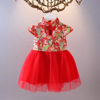 Vestido Girls Dresses Spring Summer Children's Chinese Style Dress Kids Cheongsam Princess Dresses for Girls Baby Tutu Clothing