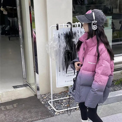 winter boys girls Stand up collar gradient down jacket Child warm coat vetement enfant garcon hiver kid overcoat 4-14 outerwear