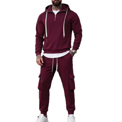 2025 Winter Men's Loose Tooling Trend Cultivation Sports Hooded Sweater Sweatpants Suit Men