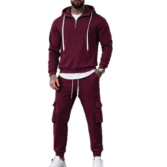 2025 Winter Men's Loose Tooling Trend Cultivation Sports Hooded Sweater Sweatpants Suit Men