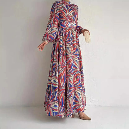 Muslim Fashion Abaya Middle East Muslim Dresses Stand Collar Long Elegant Dress Modest Women Muslim Robes Jalabiya Abayas