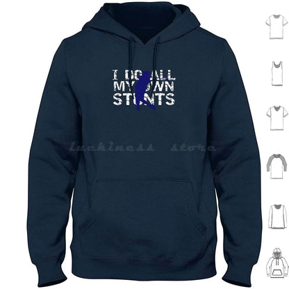 Golf I Do My Own Stunts Golfer Gift Hoodie Cotton Long Sleeve Golf Golf Course Golf Cart Golfer Golf Golfing Hole In