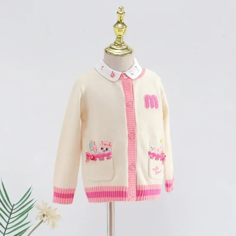 Autumn Girls Knitted Sweater Cartoon Sweaters Cardigan Knitwear Coat Knitwears Baby Girl Clothes Cardigans Vetement Enfant Fille
