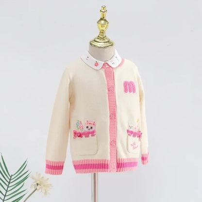 Autumn Girls Knitted Sweater Cartoon Sweaters Cardigan Knitwear Coat Knitwears Baby Girl Clothes Cardigans Vetement Enfant Fille