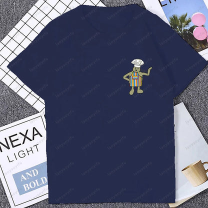 Cute Funny Tiny Chef Meme Graphic Printed Women T-Shirt Casual Fashion Loose Harajuku Man Streetwear Breathe Comfort Tshirt
