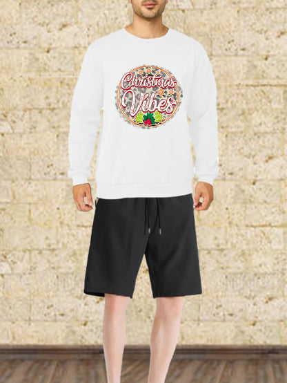 Men's sets Autumn Quick drying Christmas Vibes  printed Graphic T-shirts Suit  sports sets men's sets Long sleeve  tee + shorts