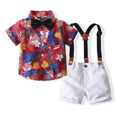 Baby Boy Clothes Set Summer Gentleman Vetement Enfant Garcon Party Birthday Infant Shirts+Belt Pants Toddler Suit For Boys