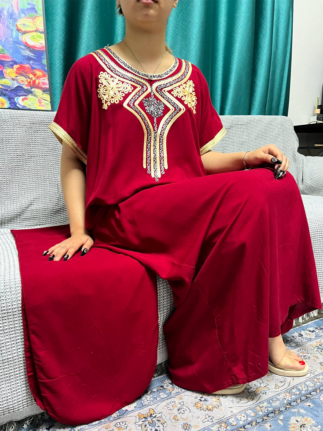 Abayas For Women 2024 Dubai New Pure Cotton Appliques Summer Loose Femme Robe Muslim Afreican Islam Dresses With Turban Hijabs