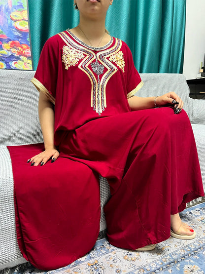 Abayas For Women 2024 Dubai New Pure Cotton Appliques Summer Loose Femme Robe Muslim Afreican Islam Dresses With Turban Hijabs