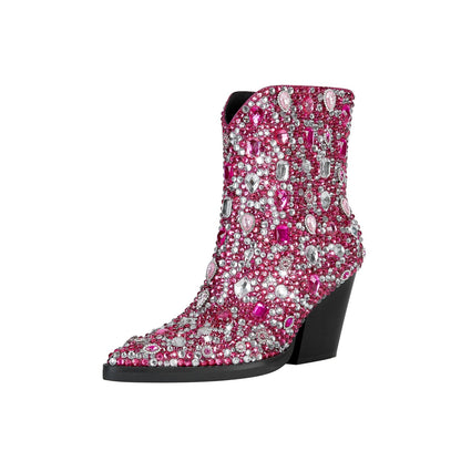 Country Princess Pink Embellished Ankle Boots