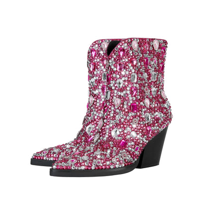 Country Princess Pink Embellished Ankle Boots
