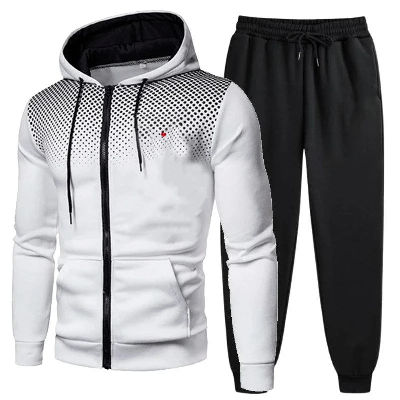 Men's Jacket Set Black Red White Blue Gray Printed Logo Hoodie Zipper Sweatshirt Sportswear for Outdoor Fitness Gym Casual Wear