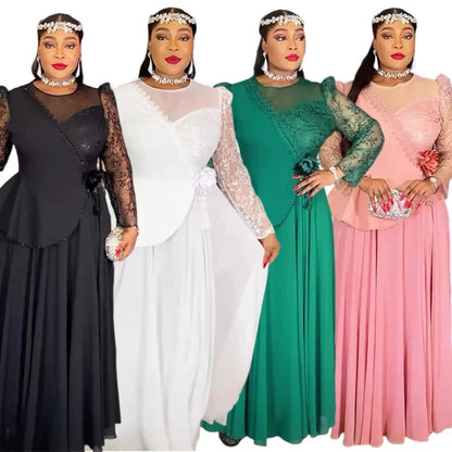 Plus Size African Party Long Dresses for Women  New Dashiki Ankara Sequin Evening Gowns Turkey Outfits Robe Africa Clothing