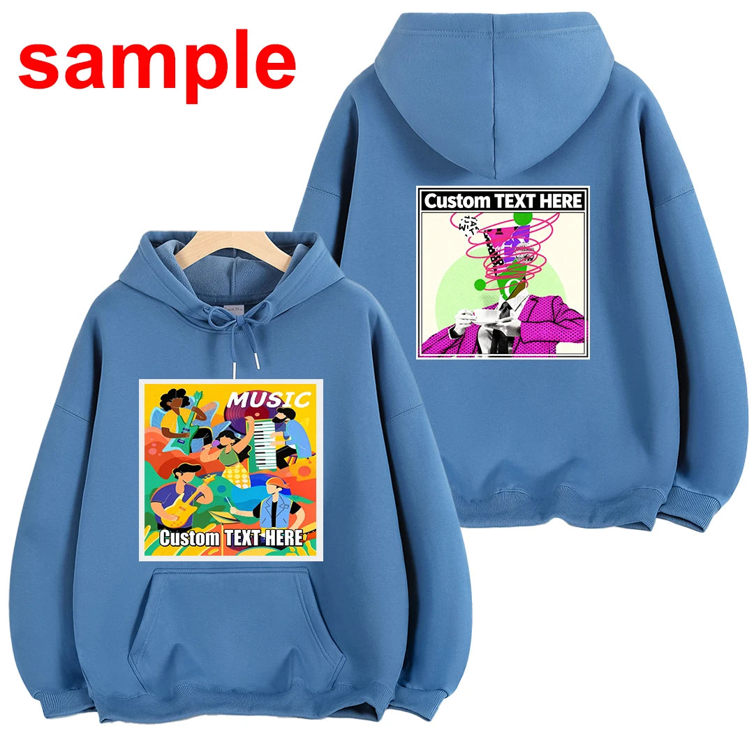 New Winter Custom Graphic Men's Plush Hoodies Drop Shoulder Thick Women's Sweatshirts Personalized Print Casual Cotton Pullovers