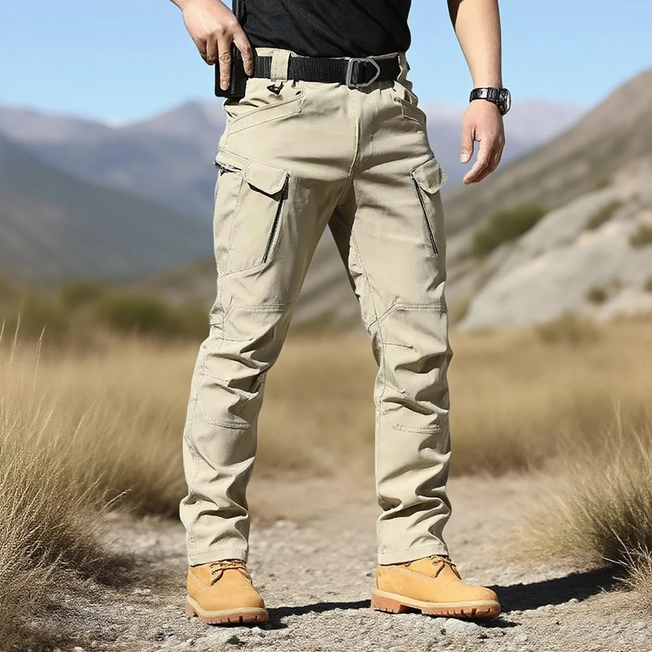 New Jogging Long Pants Large Pocket Loose Overalls Men's Outdoor Sports Jogging Tactical Pants Elastic Waist Casual Work Pants