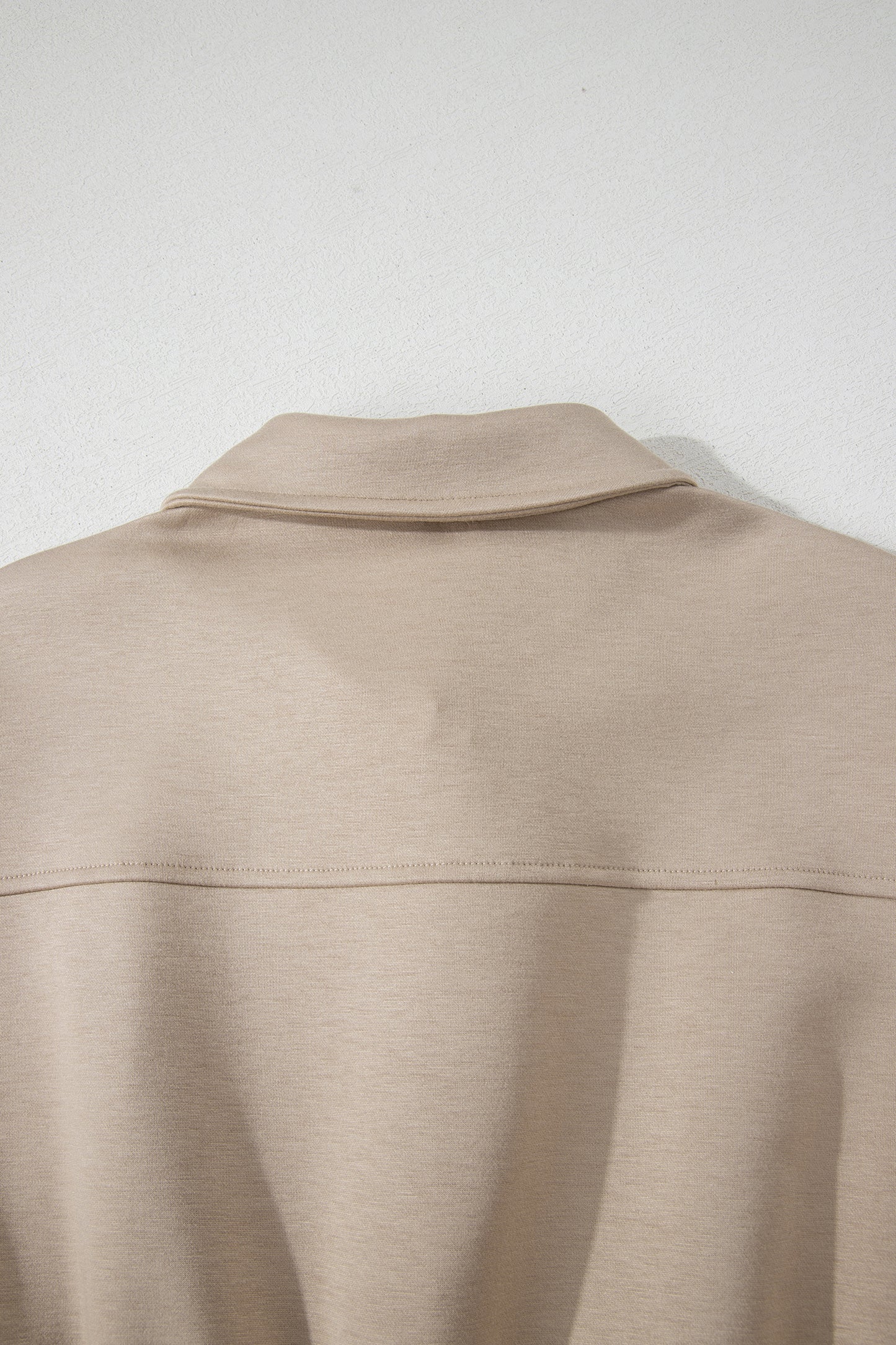 Dark Khaki Solid Color Zip Front Short Sleeve Collared Jumpsuit