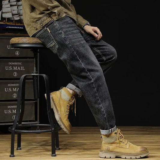 Fat and plus size jeans for men with ripped holes, washed loose casual shorts, plus size jeans for men, classic black and blue