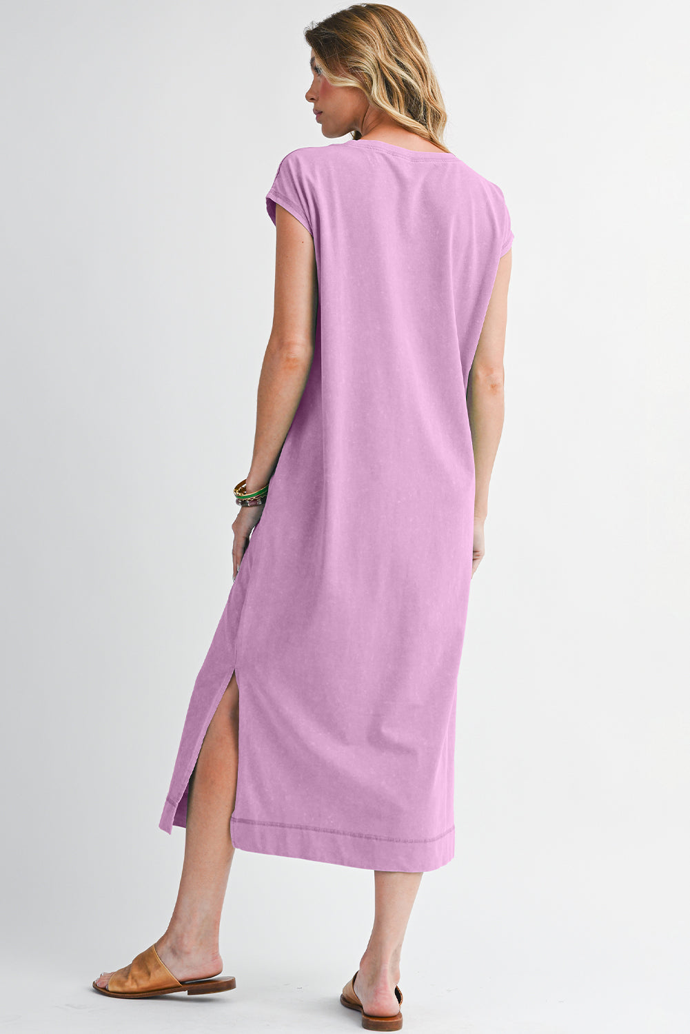 Carrot Mineral Wash Pocketed T-shirt Dress