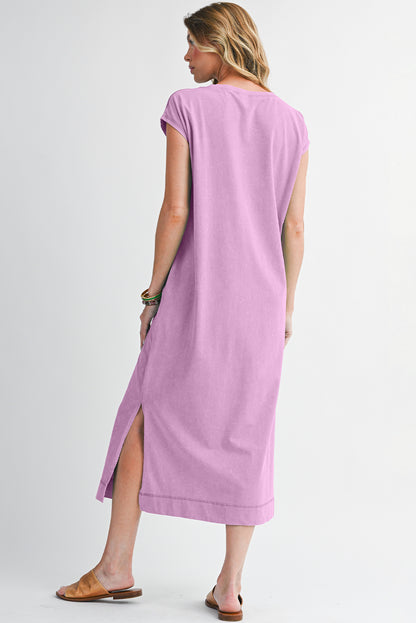 Carrot Mineral Wash Pocketed T-shirt Dress